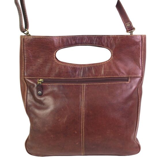 Chaos BROWN GENUINE LEATHER SHOULDER BAG X-BODY SATCHEL HANDBAG ORGANIZER PURSE - Picture 6 of 16